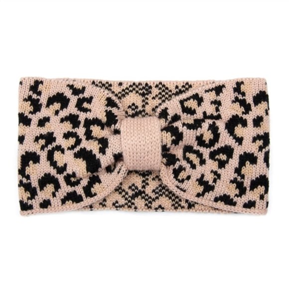 Trend Setter Diva Boutique Accessories - Knit leopard pink & black headband